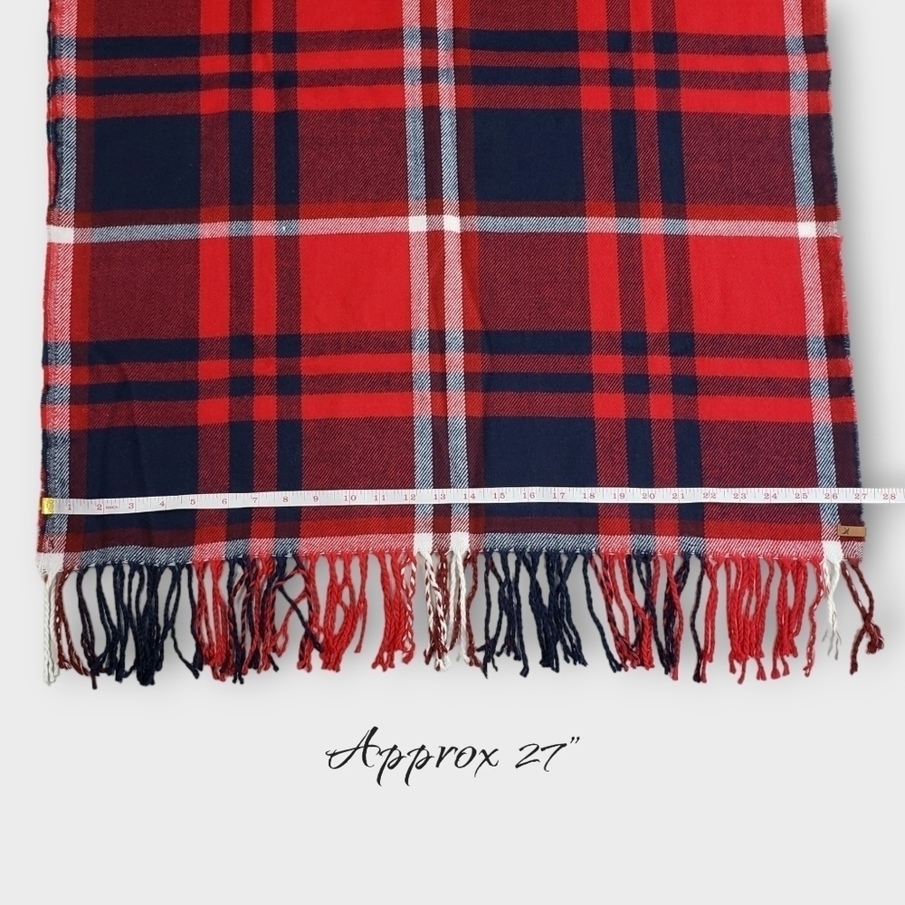 Eddie Bauer Plaid Blanket Scarf Red Blue - Picture 5 of 6